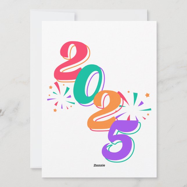 Cartão De Festividades "Feliz Ano Novo 2025  Fogos de Artifício!" (Verso)