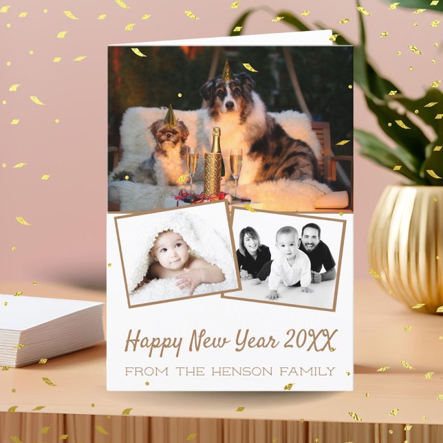 Cartão De Festividades Feliz ano novo 2025 Foto Colagem 3 Foto (Criador carregado)