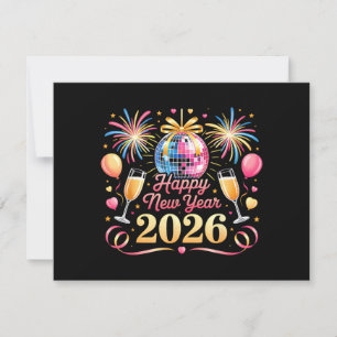 Cartão De Festividades Feliz Ano Novo 2026 Contagem Regressiva da Festa d