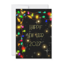 Feliz ano novo 2026, estrelas e guirlandas de ilum