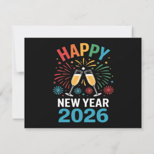 Cartão De Festividades Feliz Ano Novo 2026 Festa Engraçada Véspera de Ano
