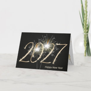 Cartão De Festividades Feliz ano novo 2026 Sparkler
