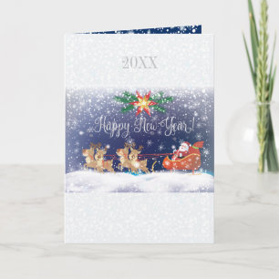 Cartão De Festividades Feliz Ano Novo 2027 & Papai Noel Natal Caprichoso