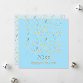 Cartão De Festividades Feliz Ano Novo 20XX & Decoração de Natal Dourada