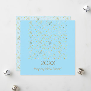 Cartão De Festividades Feliz Ano Novo 20XX & Decoração de Natal Dourada