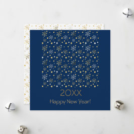 Cartão De Festividades Feliz Ano Novo 20XX & Decoração de Natal Dourada