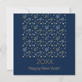 Cartão De Festividades Feliz Ano Novo 20XX & Decoração de Natal Dourada