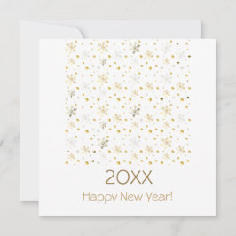 Cartão De Festividades Feliz Ano Novo 20XX & Decoração de Natal Dourada