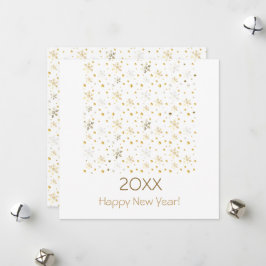 Cartão De Festividades Feliz Ano Novo 20XX & Decoração de Natal Dourada