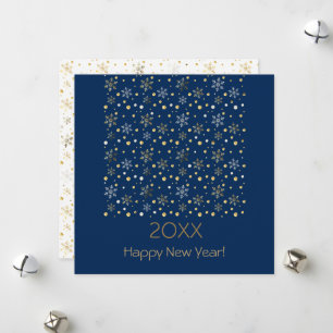 Cartão De Festividades Feliz Ano Novo 20XX & Decoração de Natal em Dourad