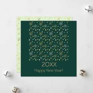Cartão De Festividades feliz ano novo 20XX e decoração de Natal Dourada