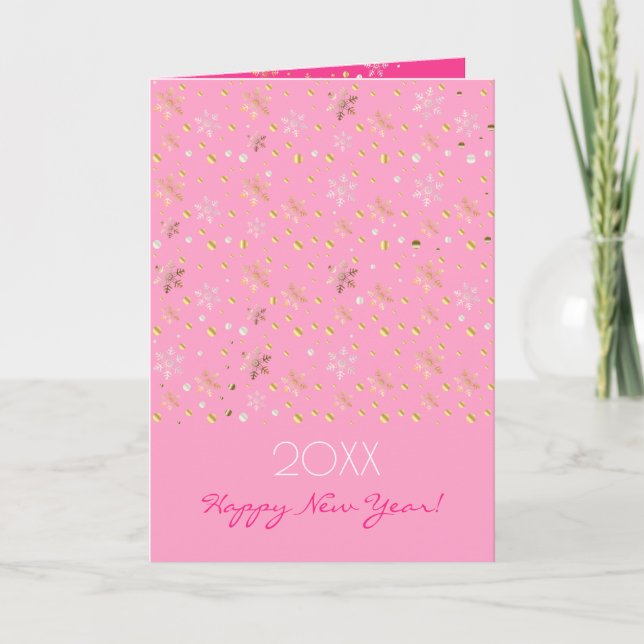 Cartão De Festividades Feliz ano novo 20XX e Dourados caracteres de Natal (Frente)