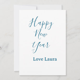 Cartão De Festividades Feliz ano novo adicionar nome amor azul simples mi