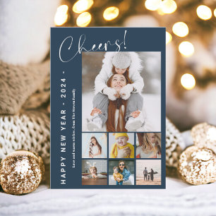 Cartão De Festividades Feliz ano novo anima ano na revisão 9 foto azul