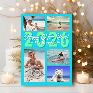 Cartão De Festividades Feliz Ano Novo Aqua Multi-foto
