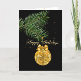 Cartão De Festividades Feliz Ano Novo, Árvore de Natal  decorações dourad