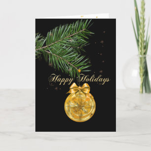 Cartão De Festividades Feliz Ano Novo, Árvore de Natal  decorações dourad