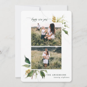 Cartão De Festividades Feliz ano novo botânico 2 família de fotos 