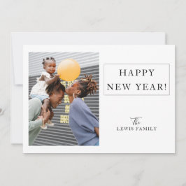 Cartão De Festividades Feliz ano novo branco de fotografia minimalista