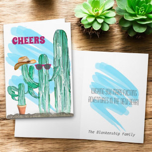 Cartão De Festividades Feliz Ano Novo Cacto Saguaro Sudoeste