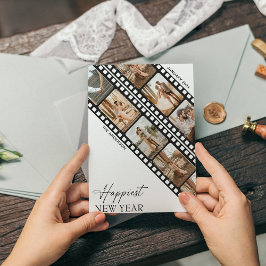 Cartão De Festividades Feliz Ano Novo Câmera Filme Mínimo Colagem Foto