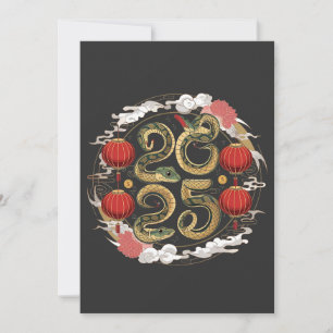 Cartão De Festividades Feliz Ano Novo Chinês 2025 Cultura da Serpente