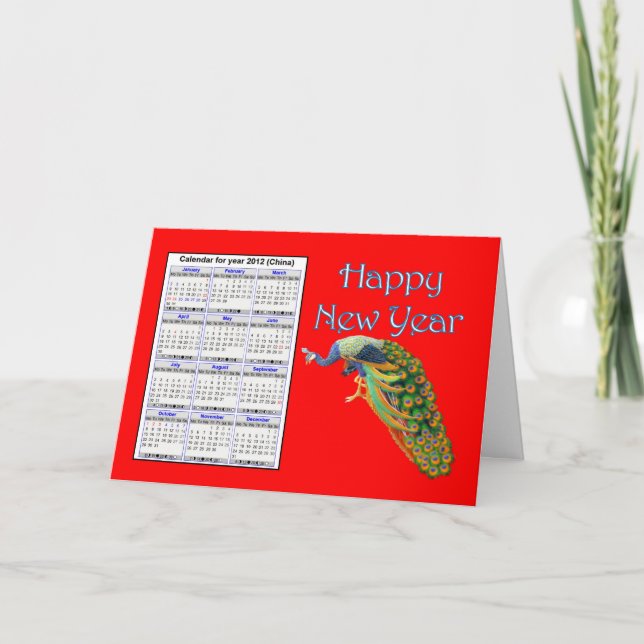 Cartão De Festividades Feliz Ano Novo Chinês com calendário Tet Vietnam (Frente)