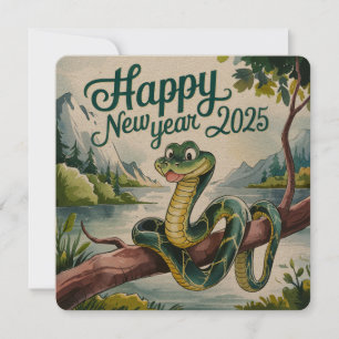 Cartão De Festividades Feliz Ano Novo Chinês Da Cobra De Madeira, 2025