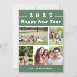 Cartão De Festividades Feliz Ano Novo Colagem de Fotos Personalizada Espo