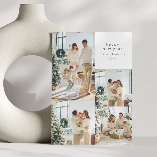 Cartão De Festividades Feliz Ano Novo Colagem de Múltiplas Fotos com Mens (Criador carregado)