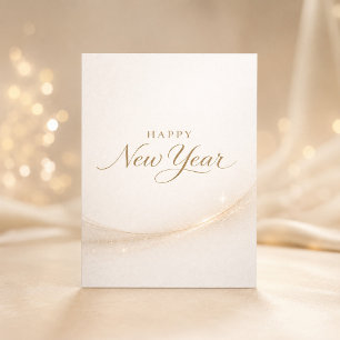 Cartão De Festividades Feliz Ano Novo com Elegante Minimalismo em Letra D