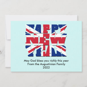 Cartão De Festividades Feliz ano novo Cristão Union Jack UK
