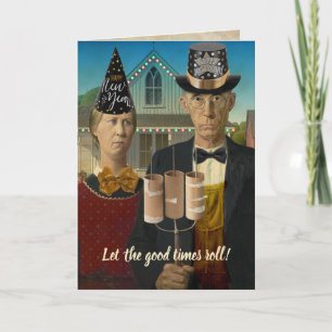 Cartão De Festividades Feliz Ano Novo de American Gothic Deixe os bons te