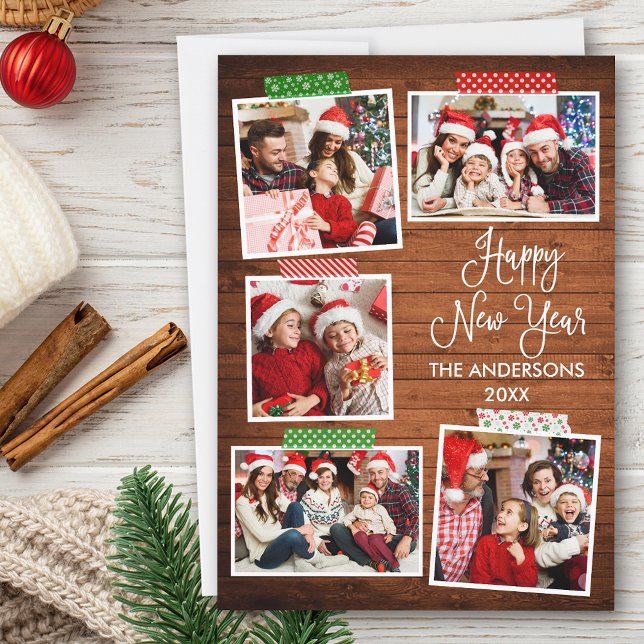 Cartão De Festividades Feliz ano novo De Caligrafia Fita De Artesanato De (Customize to add text to back of card.)