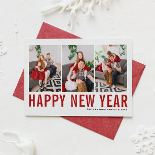 Cartão De Festividades Feliz ano novo de Colagem de Fotos da Tipografia V