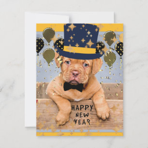 Cartão De Festividades Feliz ano novo de Dogue de Bordeaux