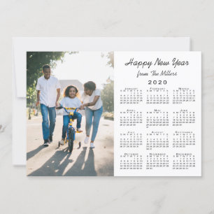 Cartão De Festividades feliz ano novo de Foto Branco 2 Moderno Calendário