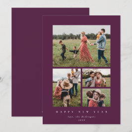 Cartão De Festividades Feliz ano novo de Foto Elegant Winterberry Frame 4