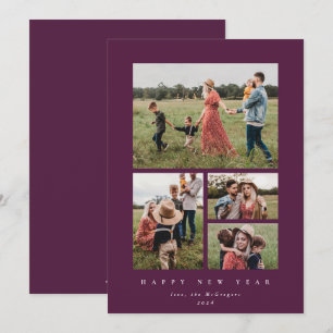 Cartão De Festividades Feliz ano novo de Foto Elegant Winterberry Frame 4