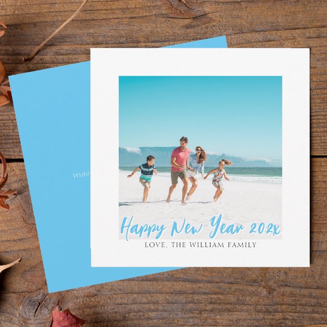 Cartão De Festividades Feliz ano novo de Foto em Quadrado Moderno (Criador carregado)