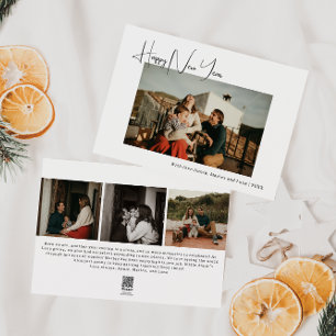Cartão De Festividades Feliz ano novo de Foto Modern Boho Quatro