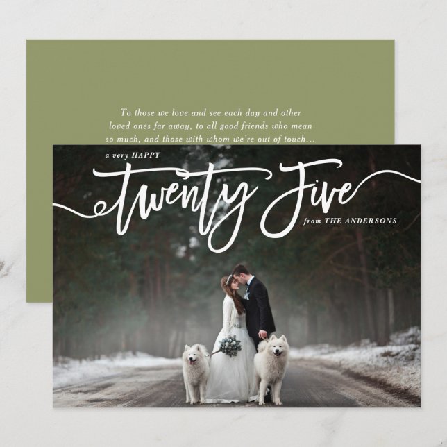 Cartão De Festividades Feliz ano novo de Fotografia com Letra Branca (Frente/Verso)