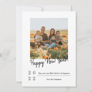 Cartão De Festividades Feliz ano novo de fotografia com tipografia escova