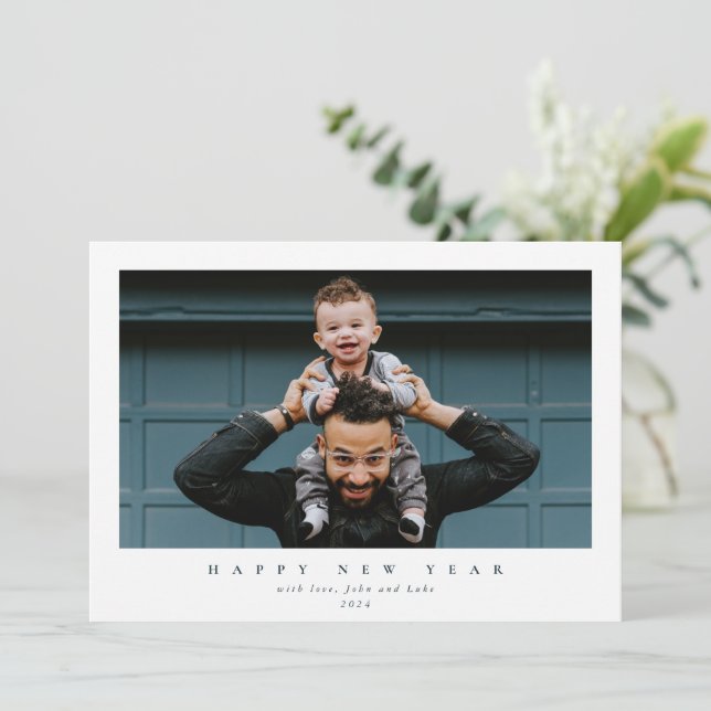 Cartão De Festividades Feliz ano novo de Fotografia de Solteiro Moderno S (Em pé/Frente)