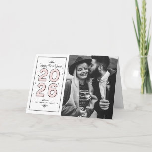 Cartão De Festividades Feliz ano novo de Fotografia Moderna Rosa 2022