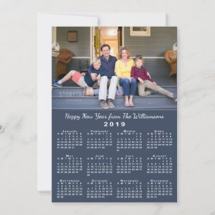 Cartão De Festividades Feliz ano novo de Fotos Personalizadas do Calendá