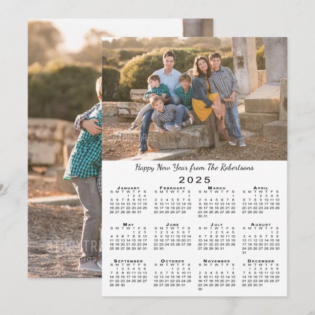 Cartão De Festividades feliz ano novo de Fotos Personalizadas do Calendár (Frente/Verso)