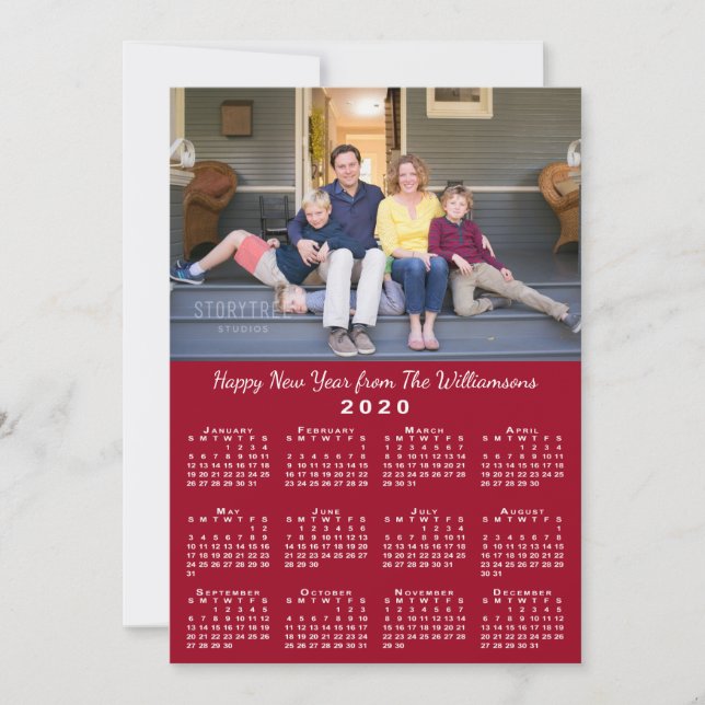 Cartão De Festividades Feliz ano novo de Fotos Personalizadas do Calendár (Frente)