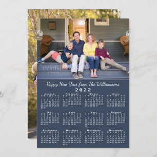 Cartão De Festividades Feliz ano novo de Fotos Personalizadas do Calendár