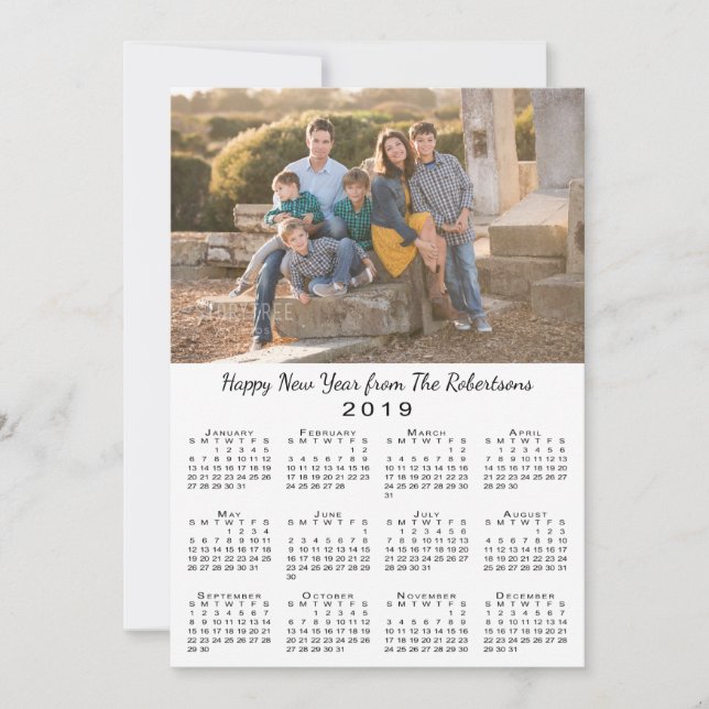 Cartão De Festividades feliz ano novo de Fotos Personalizadas do Calendár (Frente)